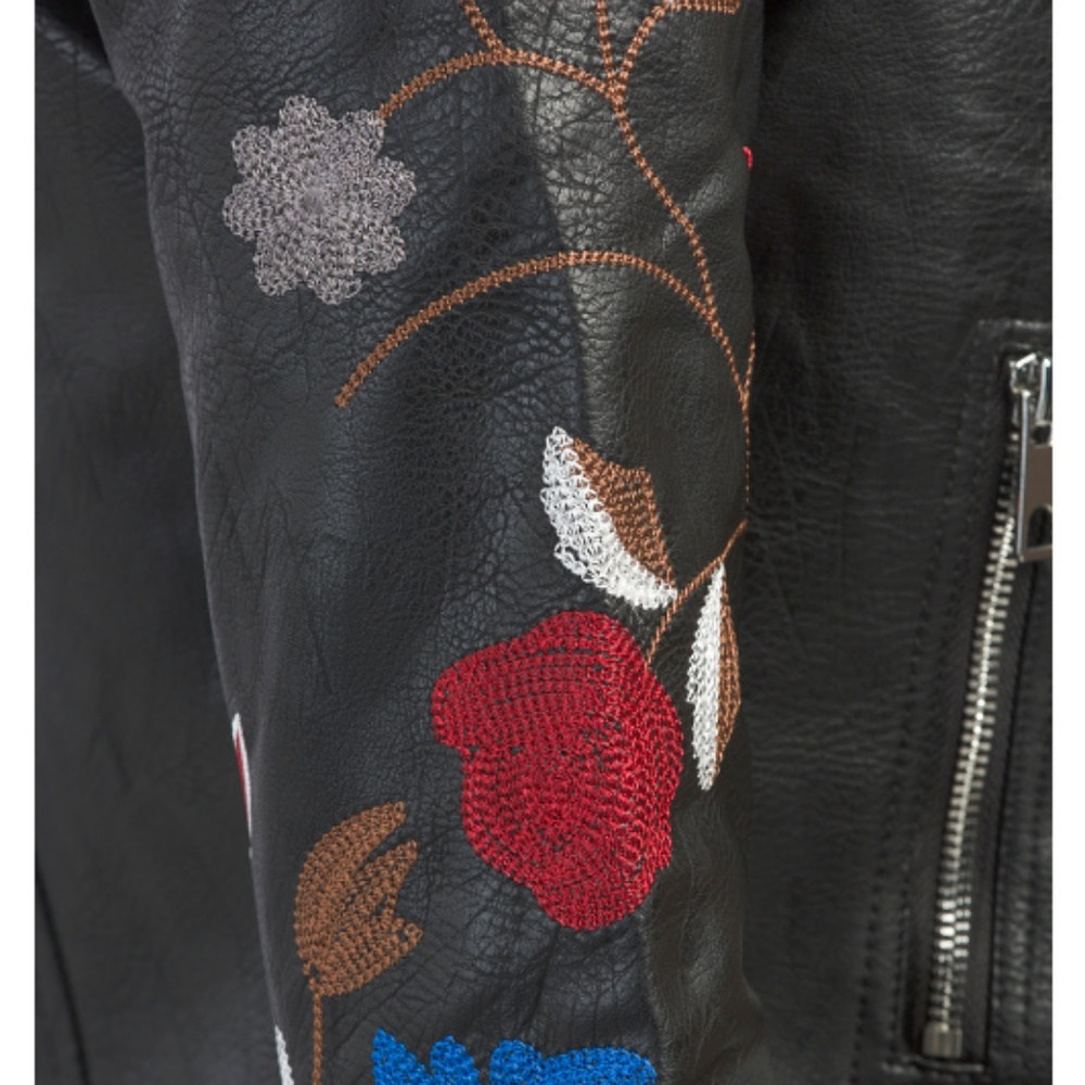 Romeo&Juliet Couture Embroidered Fx Leather Jacket - Picture 4 of 5